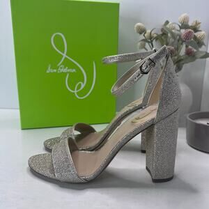 Sam Edelman Yaro Ankle Strap Block Heel Light Gold Mesh Women 11M Tried On